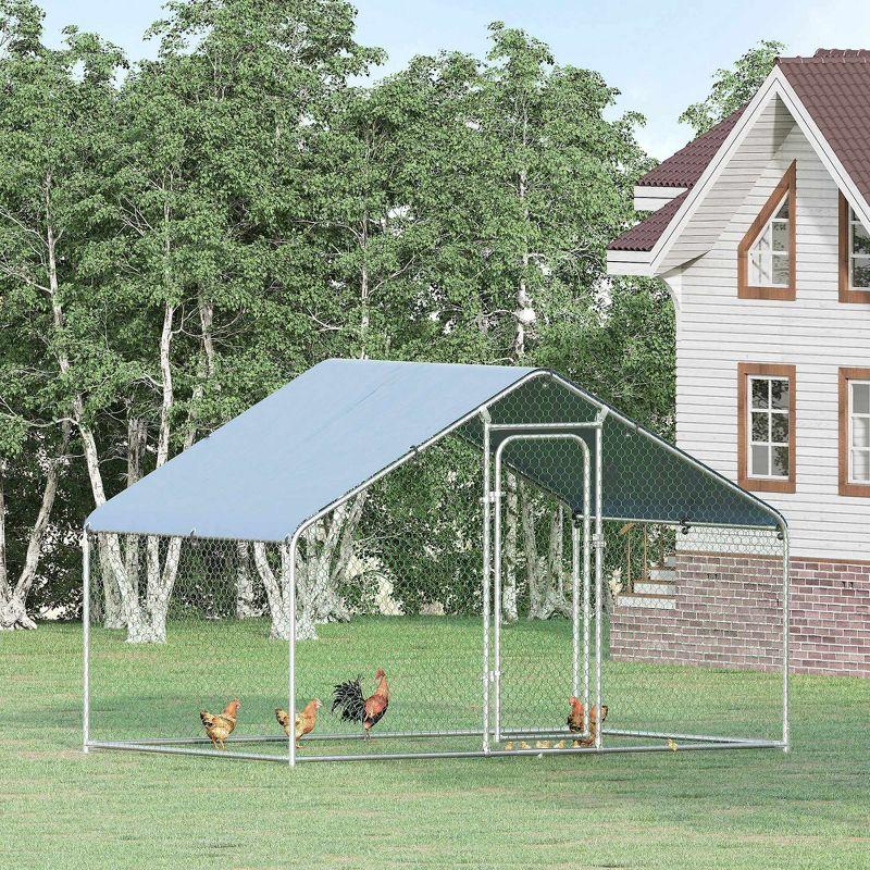 Large Galvanized Metal Chicken Coop with UV Cover