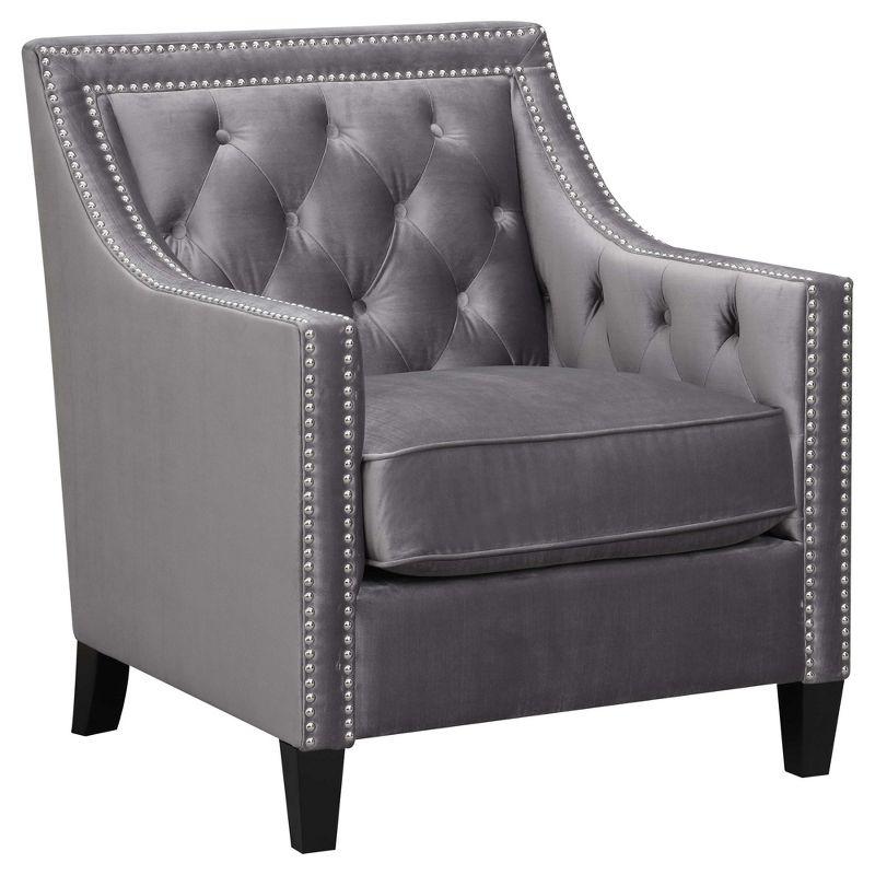 Teagan 30'' Gun Metal Gray Velvet Transitional Accent Chair