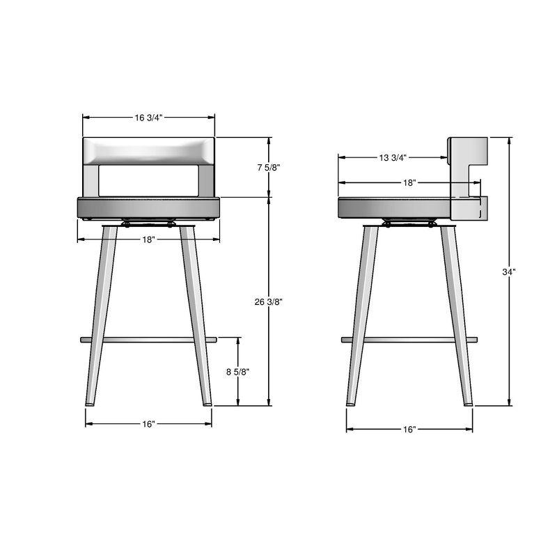 Amisco Paramont Counter Height Barstool: Faux Leather, Steel Frame, 34" Height, 300 lbs Capacity