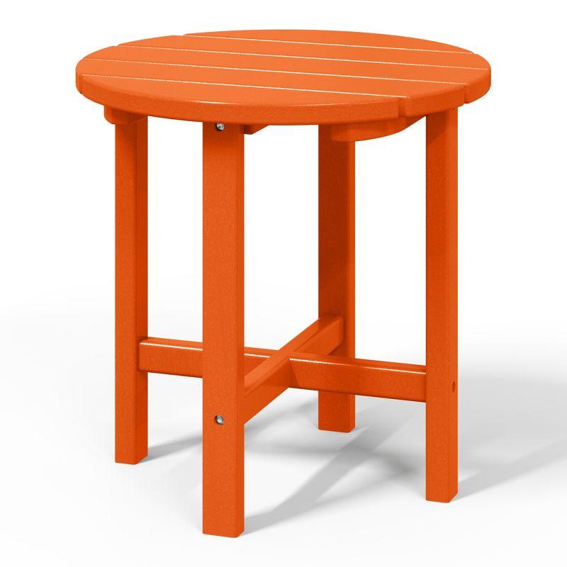 WestinTrends All-Weather Outdoor Patio Round Poly Adirondack Side Table, Orange