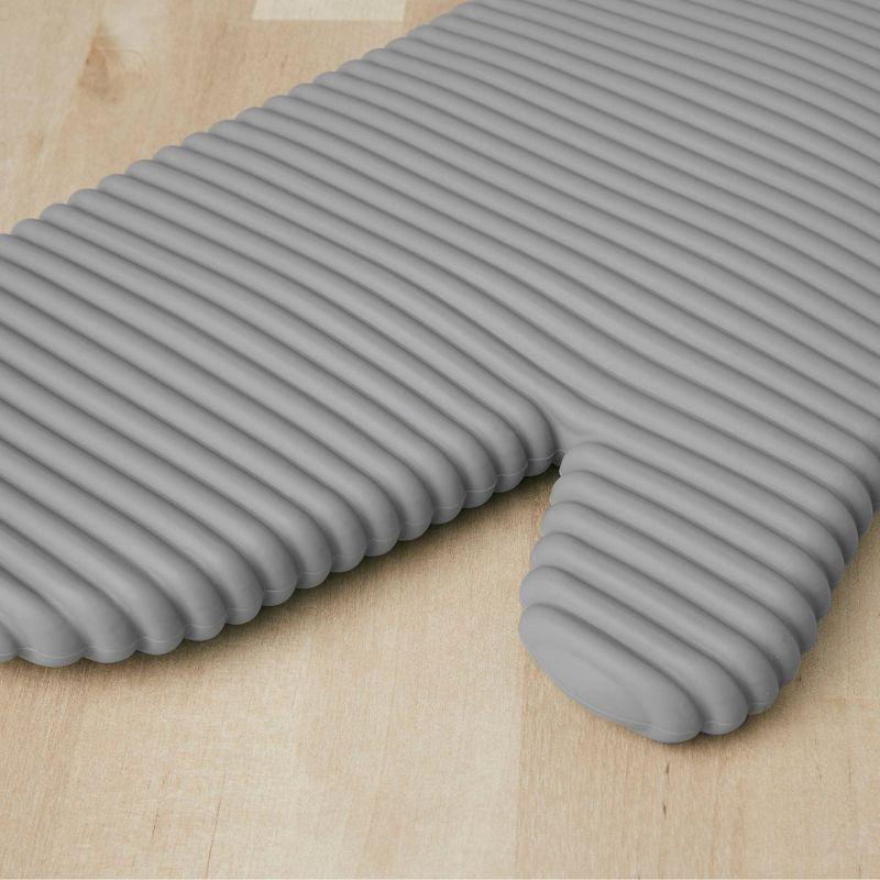 KitchenAid Matte Grey Ribbed Soft Silicone Oven Mitts, Set of 2
