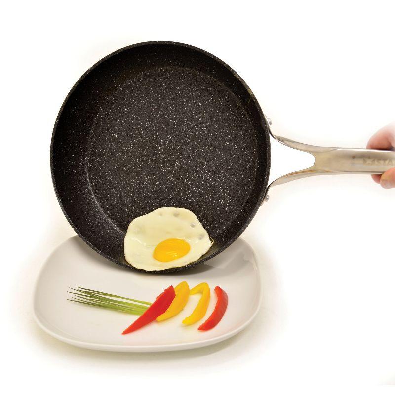 10" Black Aluminum Non-Stick Fry Pan with Stainless Steel Handle