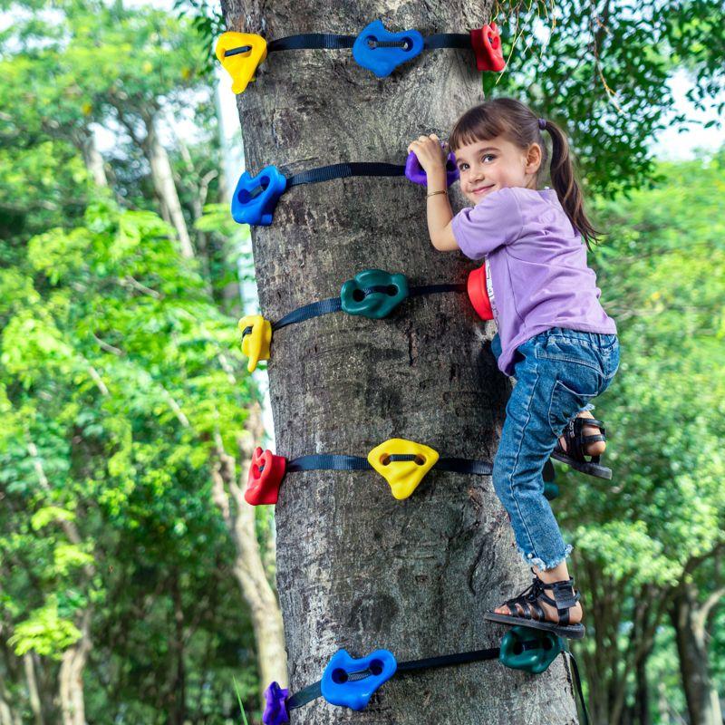 VEVOR Ninja Tree Climbing Kit,20 Tree Climbing Holds and 6 Ratchet Straps,Large Climbing Rocks for Kids and Adults Climber,Various Colors and Shapes