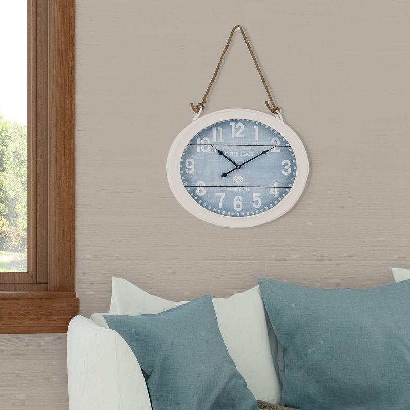 Small Light Blue and White Roped Coastal Wall Clock