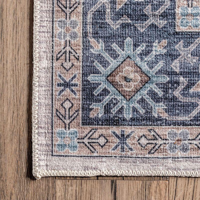 Nuloom Finley Medallion 5x8 Machine Washable Indoor Area Rug for Living Room Bedroom Dining Room Kitchen, Blue/Grey