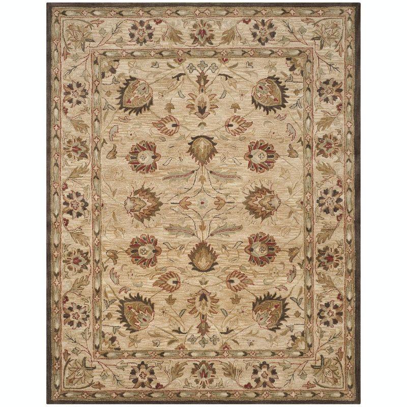 Elegant Beige Hand-Tufted Wool Oriental Area Rug, 6' x 9'