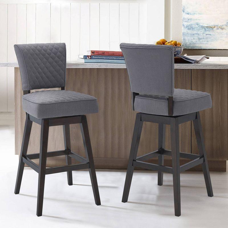 26" Gia Tufted Swivel Counter Height Barstool with Espresso Finish - Armen Living