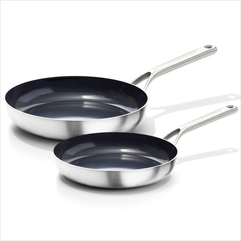 OXO Mira 3-Ply Stainless Steel Non-Stick Frying Pan Set, 8" And 10"