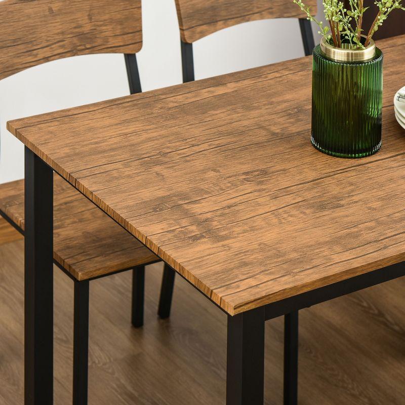 17 Stories 5 Piece Industrial Dining Table Set, Rectangular Kitchen Table And 4 Chairs, Dining Room Set For Small Space