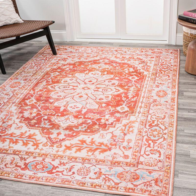 Asa Ornate Medallion Washable Area Rug - JONATHAN Y