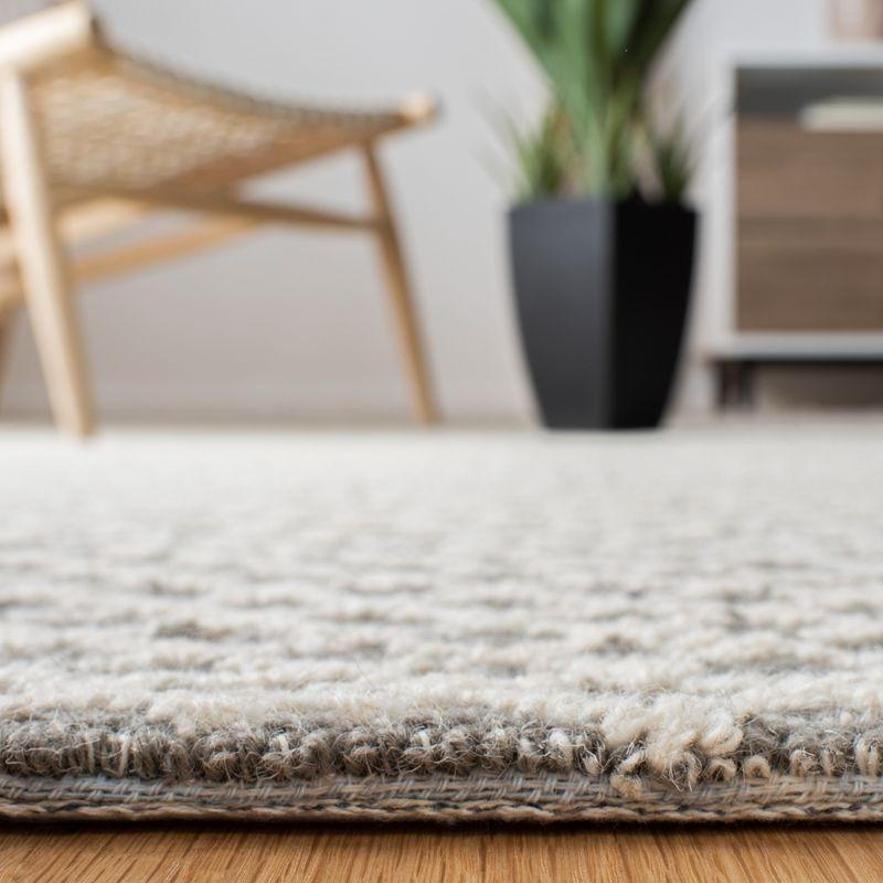 Gray and Ivory Handmade Wool Tufted Square Rug