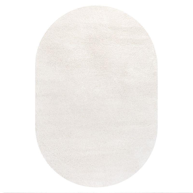 3'x5'Oval  Haze Solid Low-Pile, Cream - JONATHAN Y