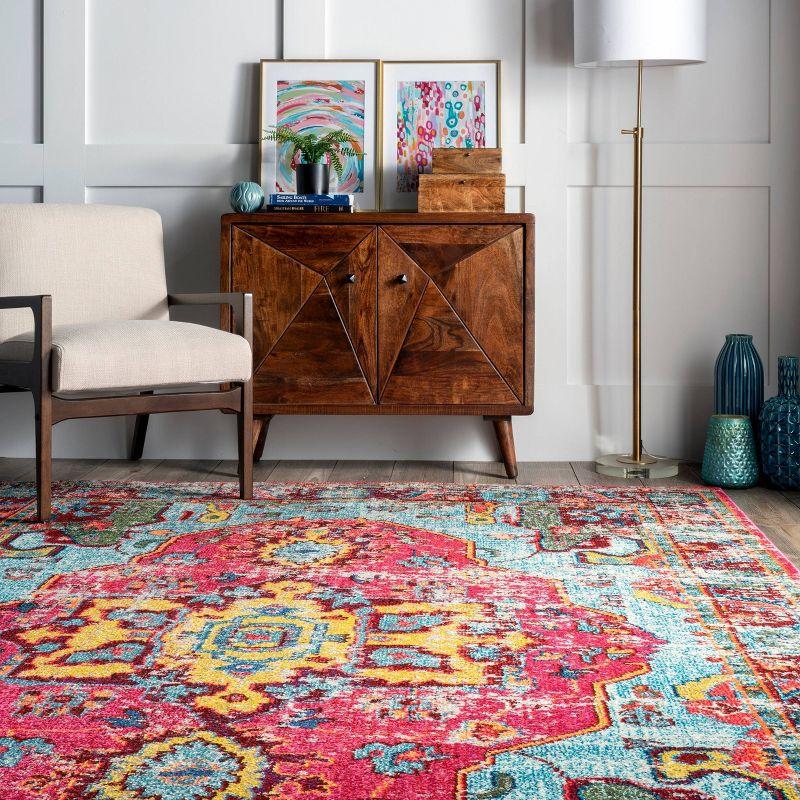 10'x14' Vintage Corbett Area Rug Silver - nuLOOM: Traditional Medallion, Low Pile, Machine Made, Indoor Use