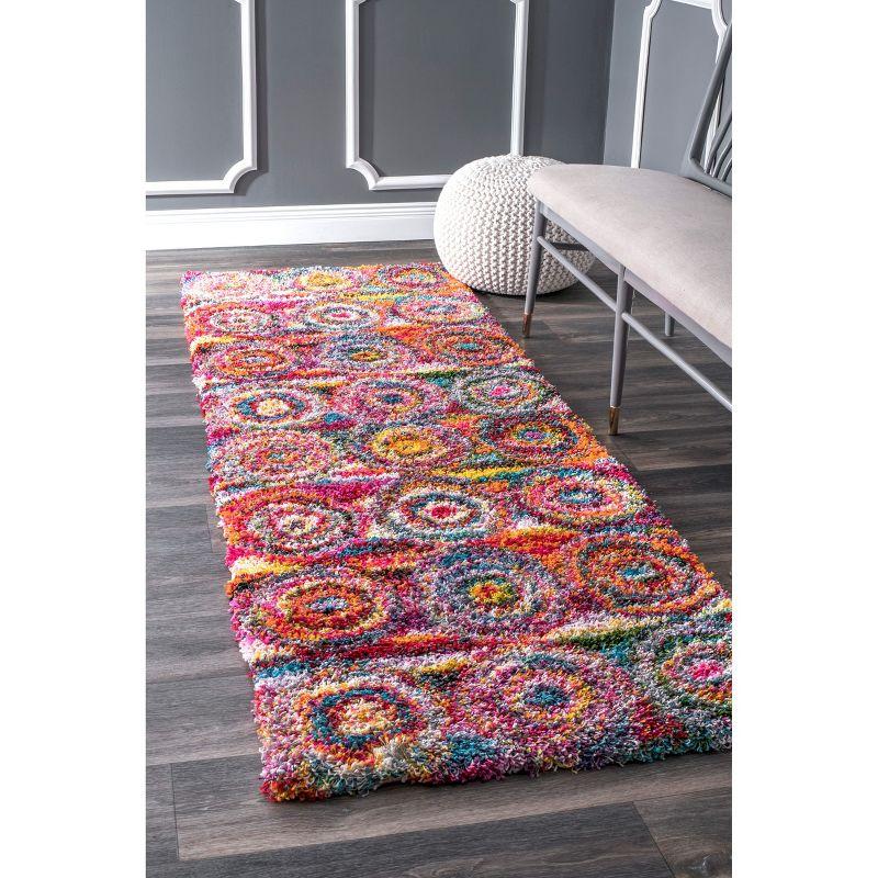 Nuloom Kindra Bohemian Circles Shag Area Rug, Runner 2' 6" x 6', Multicolored