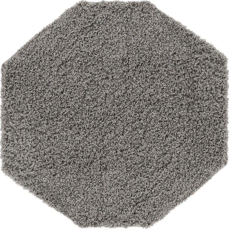 Cloud Gray Octagon Soft Shag Synthetic Area Rug