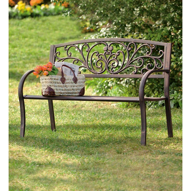 Evergreen Blooming Garden Metal Bench