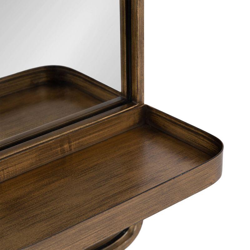 Kate & Laurel All Things Decor 11"x24" Estero Wall Rectangle Mirror with Shelf Gold: Mid-Century Modern, Wall-Mounted Storage