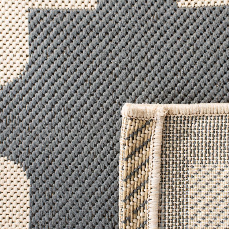 Courtyard CY6913 Power Loomed Indoor and Outdoor Area Rug - Anthracite/Beige - 5'3"x5'3" - Safavieh