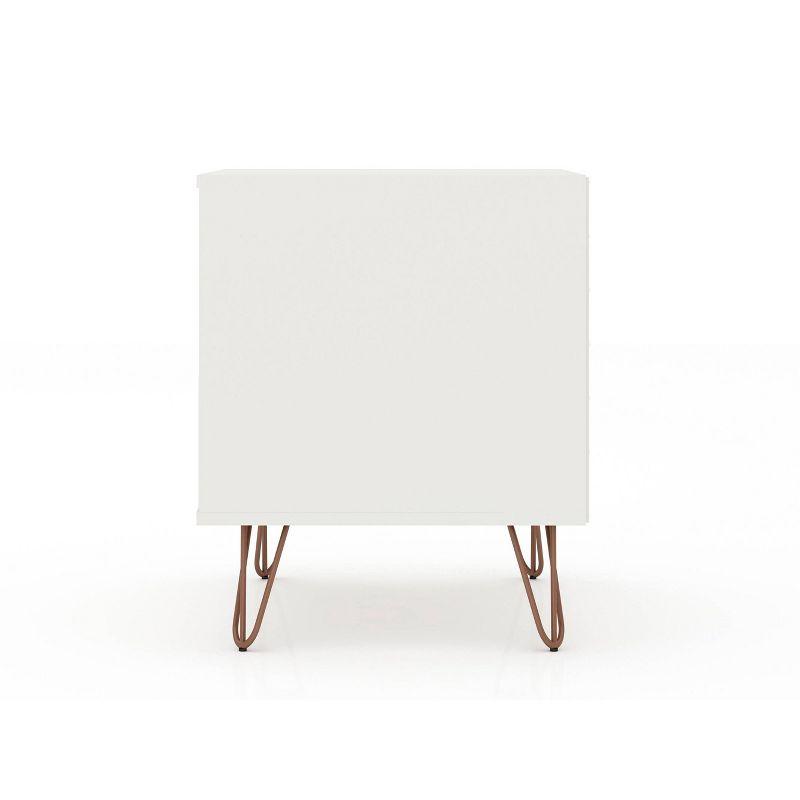 Manhattan Comfort 1.0 Rockefeller Nightstand White: Modern Bedside Table with Storage & Shelving