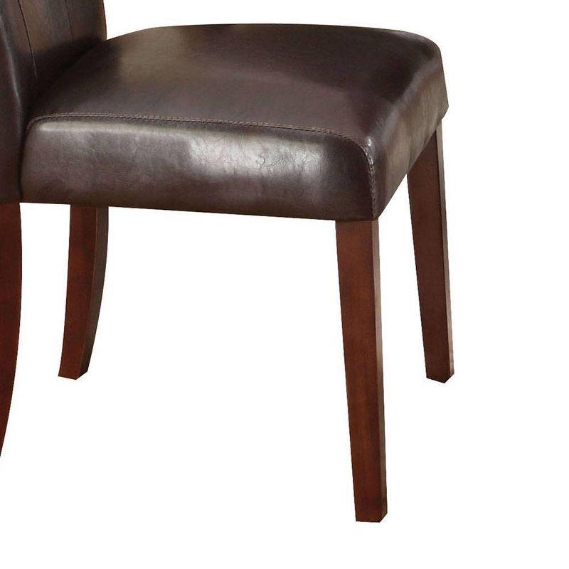 Set 2 20" Britney PU Dining Chairs Espresso/Walnut - Acme Furniture: Upholstered Parson Style, Kitchen Room Seating