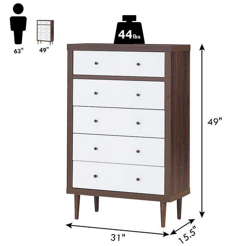 Costway 5 Drawer Dresser Wood Chest of Drawers Storage Freestanding Cabinet Organizer