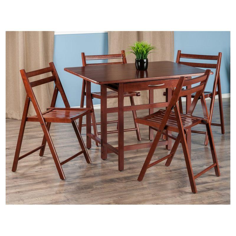 Taylor Walnut 5-Piece Drop Leaf Dining Set with Folding Chairs