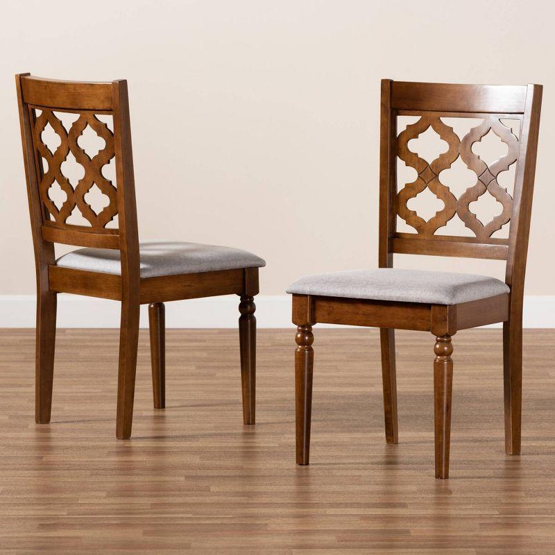 2pc Ramiro Fabric and Wood Dining Chairs Set Gray/Brown - Baxton Studio