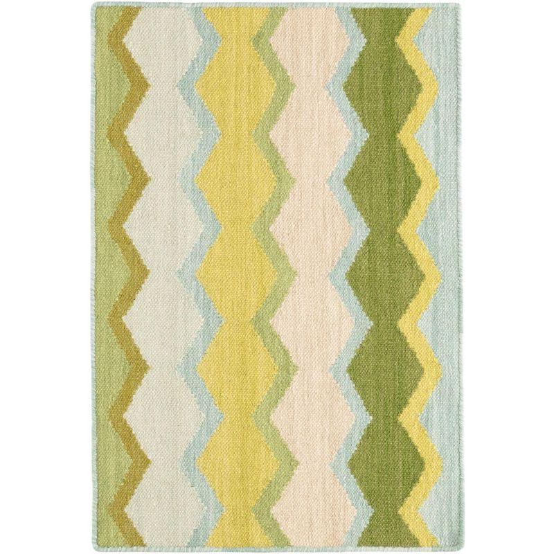 Dash and Albert Rugs Kit Kemp x Annie Selke Safety Net Green Handwoven Wool Rug