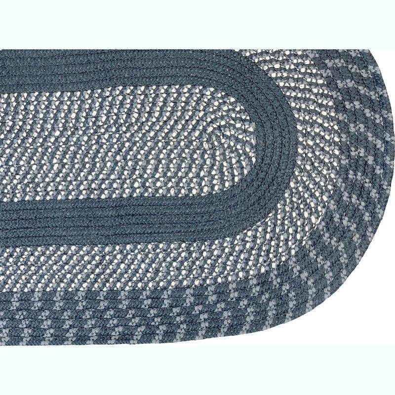 Slate Blue Oval Braided Reversible Synthetic Rug