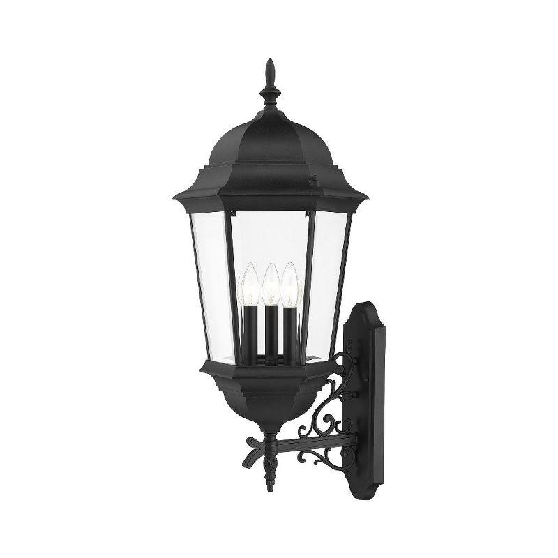 Hamilton Textured Black 3-Light Outdoor Wall Lantern