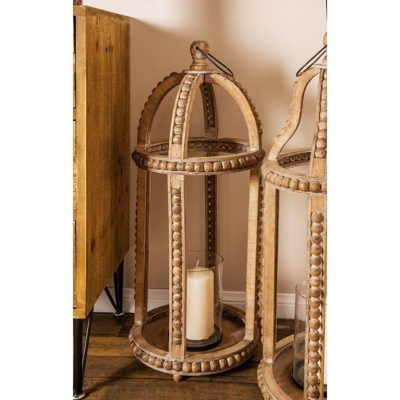 29" x 13" Rustic Glass Cage Style Wood Candle Holder Brown - Olivia & May