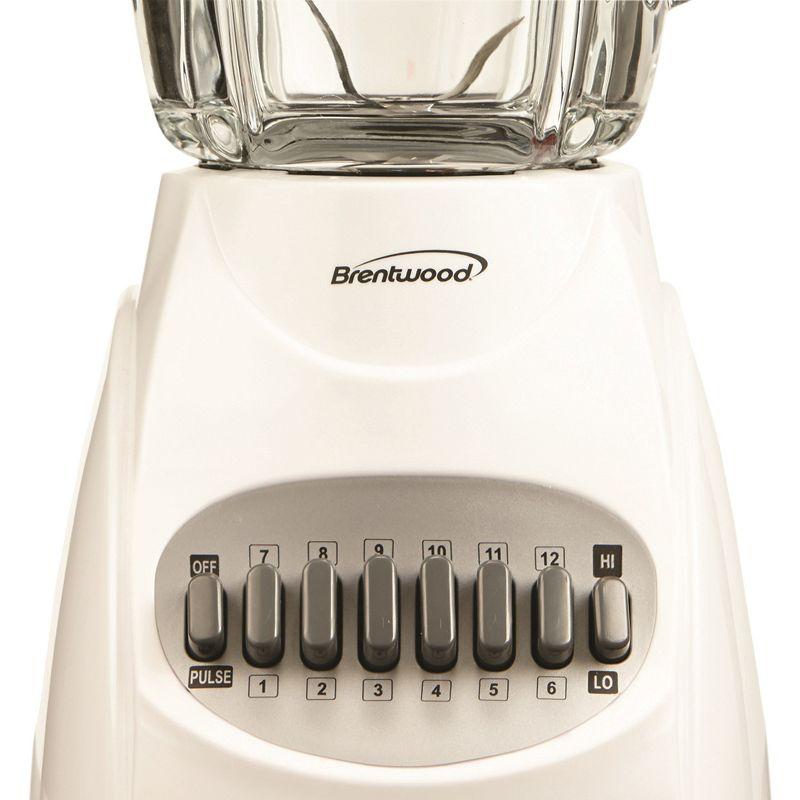 Brentwood 42-Ounce 12-Speed + Pulse Electric Blender with Glass Jar (White)
