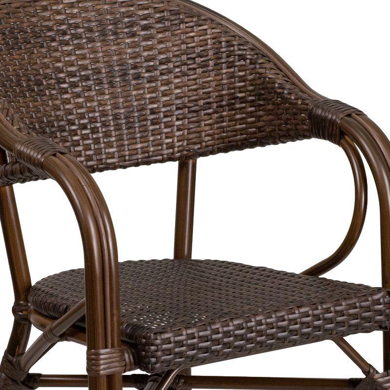 Cocoa Brown Wicker and Aluminum Patio Dining Chair