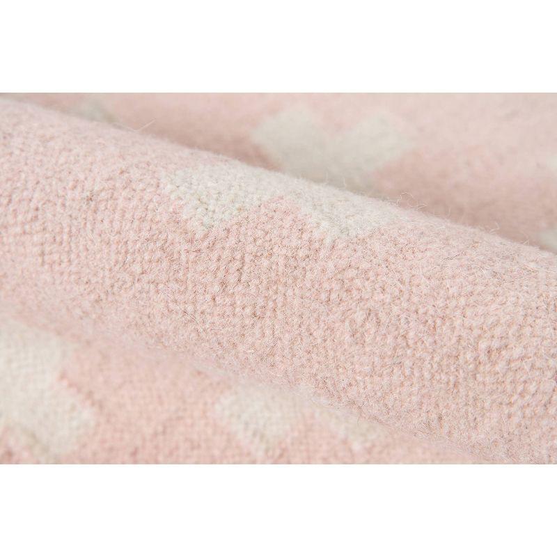 Topanga Handwoven Geometric Pink and White Wool Area Rug