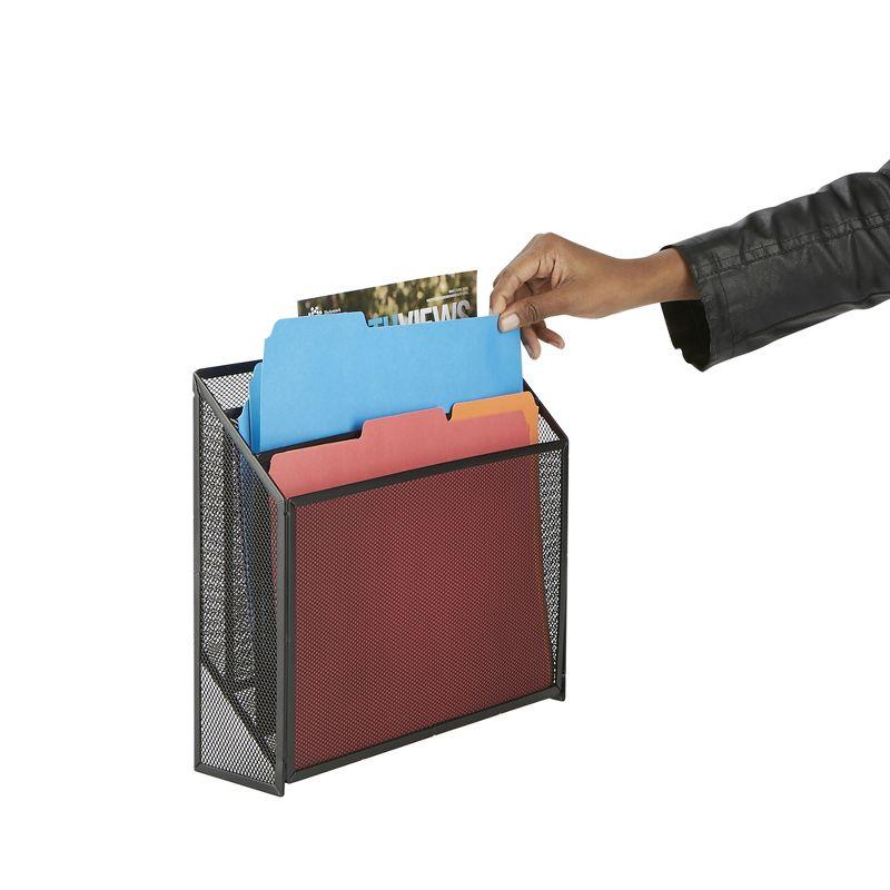 Mind Reader Vertical File Storage, Desktop Organizer, Workspace, Office, Metal Mesh, 12.5"L x 3.75"W x 11.5"H