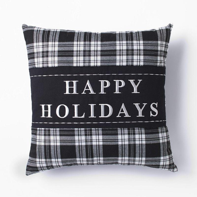 The Lakeside Collection Happy Holidays Christmas Motif 16" x 16" Accent Throw Pillow