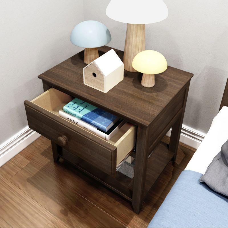 Max & Lily Nightstand with Storage Drawer, Small Wooden Bedside, Side Tables for Bedroom, Walnut