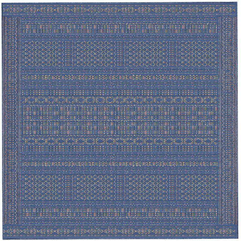 Liora Manne Avena Panel Stripe Indoor/Outdoor Rug Denim 7'10" Square