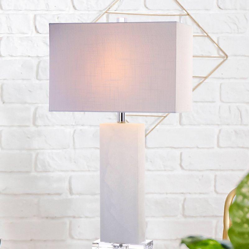 27" Tiggie Alabaster Table Lamp with Linen Shade & Acrylic Base Includes LED bulb - JONATHAN Y