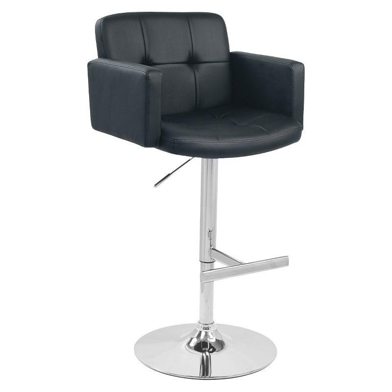 32" Stout Barstool Metal Black - LumiSource: Chrome Base, Adjustable, Swivel, Upholstered