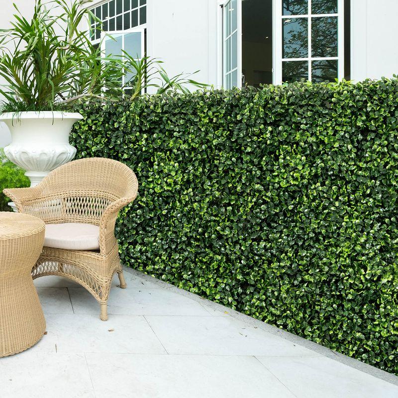 20'' Green Artificial Boxwood Hedge Panels for Outdoor Privacy