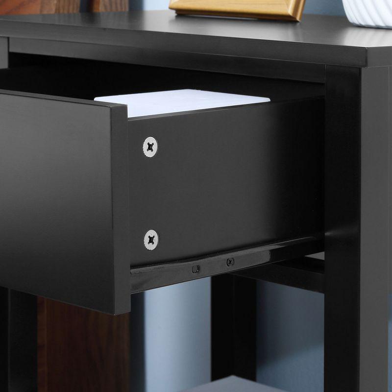 HOMCOM Modern Side Table, End Table with Drawer and Storage Shelf for Living Room, Black