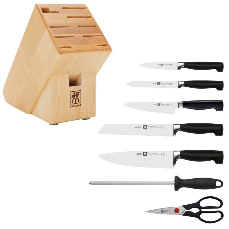 Zwilling Four Star 8-Piece Knife Block Set with Natural Wood