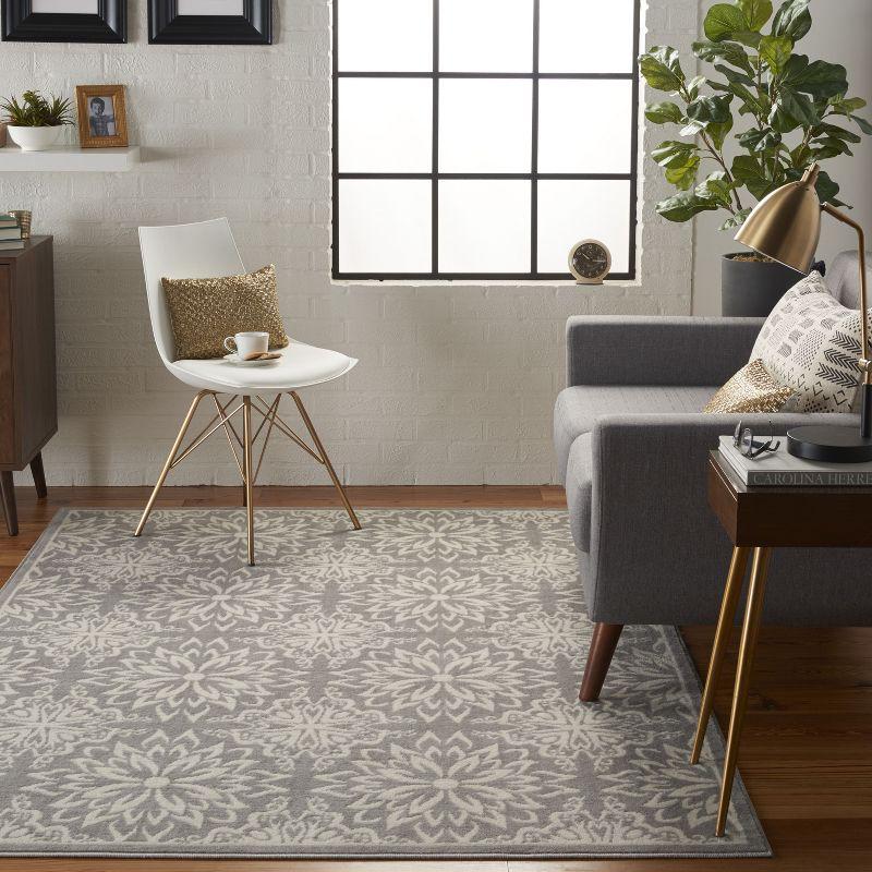Nourison Jubilant 5'3" x 7'3" (5' x 7') Ivory/Grey Area Rug Beach Transitional Floral by Nourison