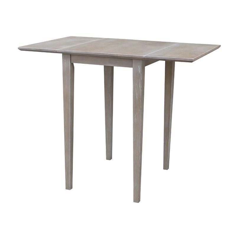 Elegant Washed Gray Taupe Solid Wood Extendable Dropleaf Dining Table