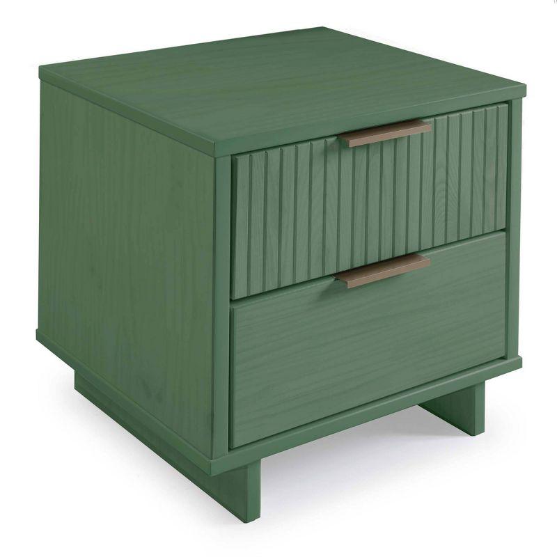 Manhattan Comfort Set of 2 Granville 2 Drawer Nightstands Sage Green: Modern Design, Soft Close, Metal Handles