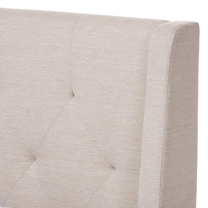Baxton Studio Queen Adelaide Retro Modern Fabric Upholstered Platform Bed Light Beige: No Box Spring Needed, Polyester Fill