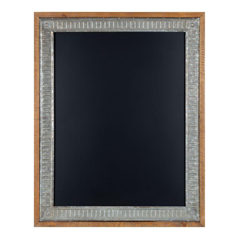 Rustic Brown Wood and Metal Framed Magnetic Chalkboard, 24x30