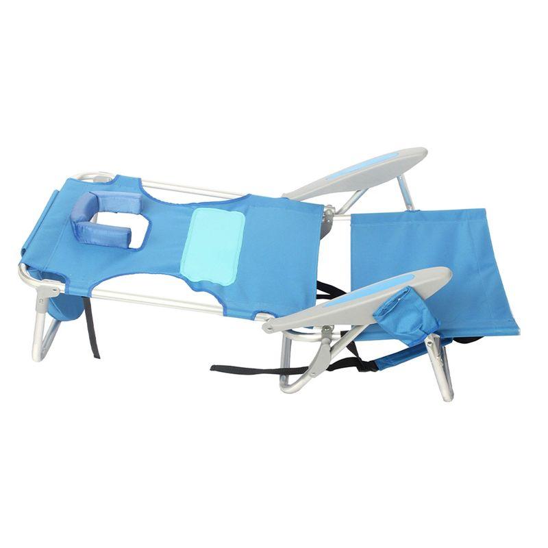 Blue Aluminum Adjustable Chaise Lounge Beach Chair with Cushions