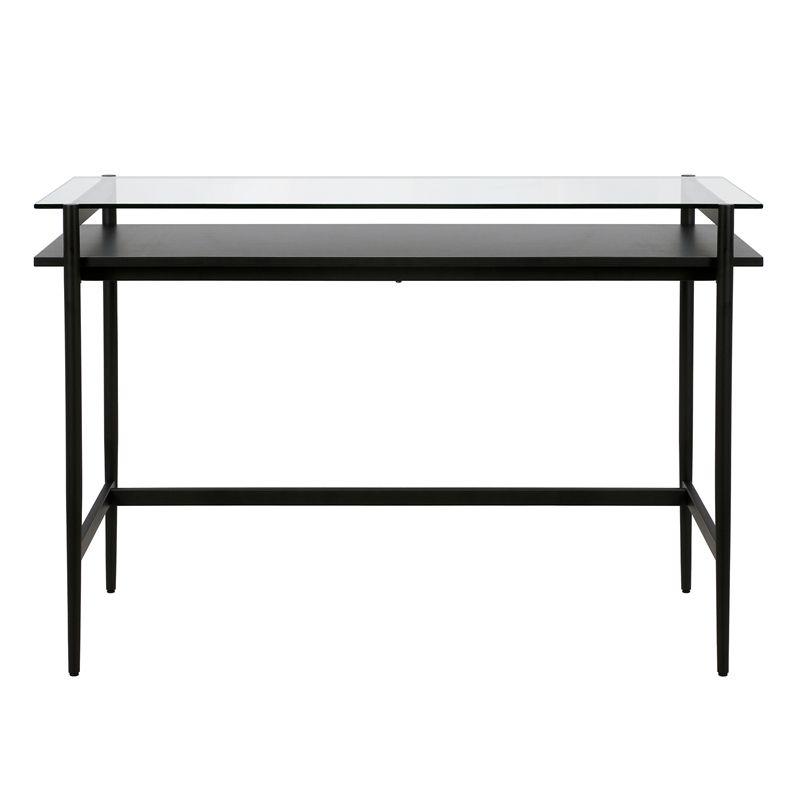 46" Black Bronze Desk with Black Woodgrain Shelf - Henn&Hart